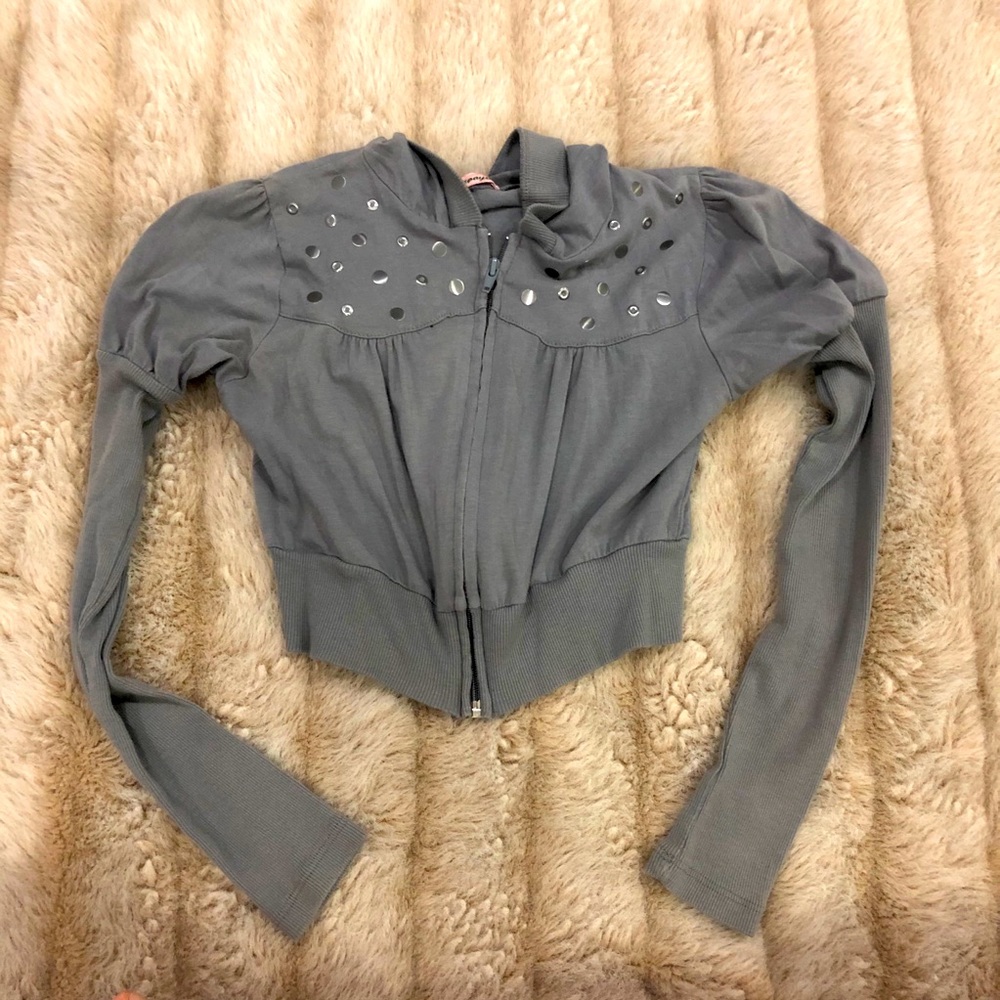 Princess Sleeve Grey Crop Top Sweater